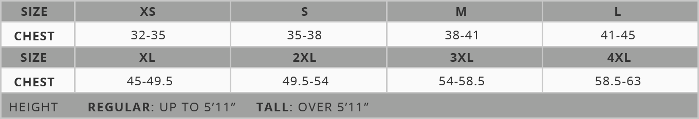 Bulwark Shirts Size Chart